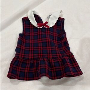 Plaid Sleeveless Top with Collar and Bow